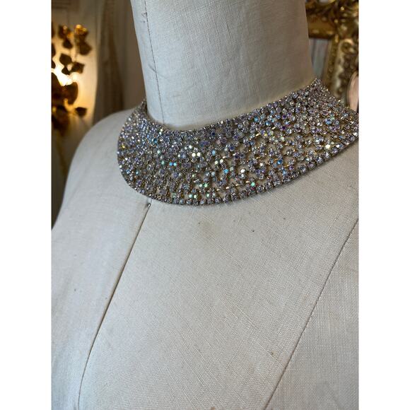 vintage style rhinestone choker statement necklace a b crystal cocktail new year - Picture 4 of 9